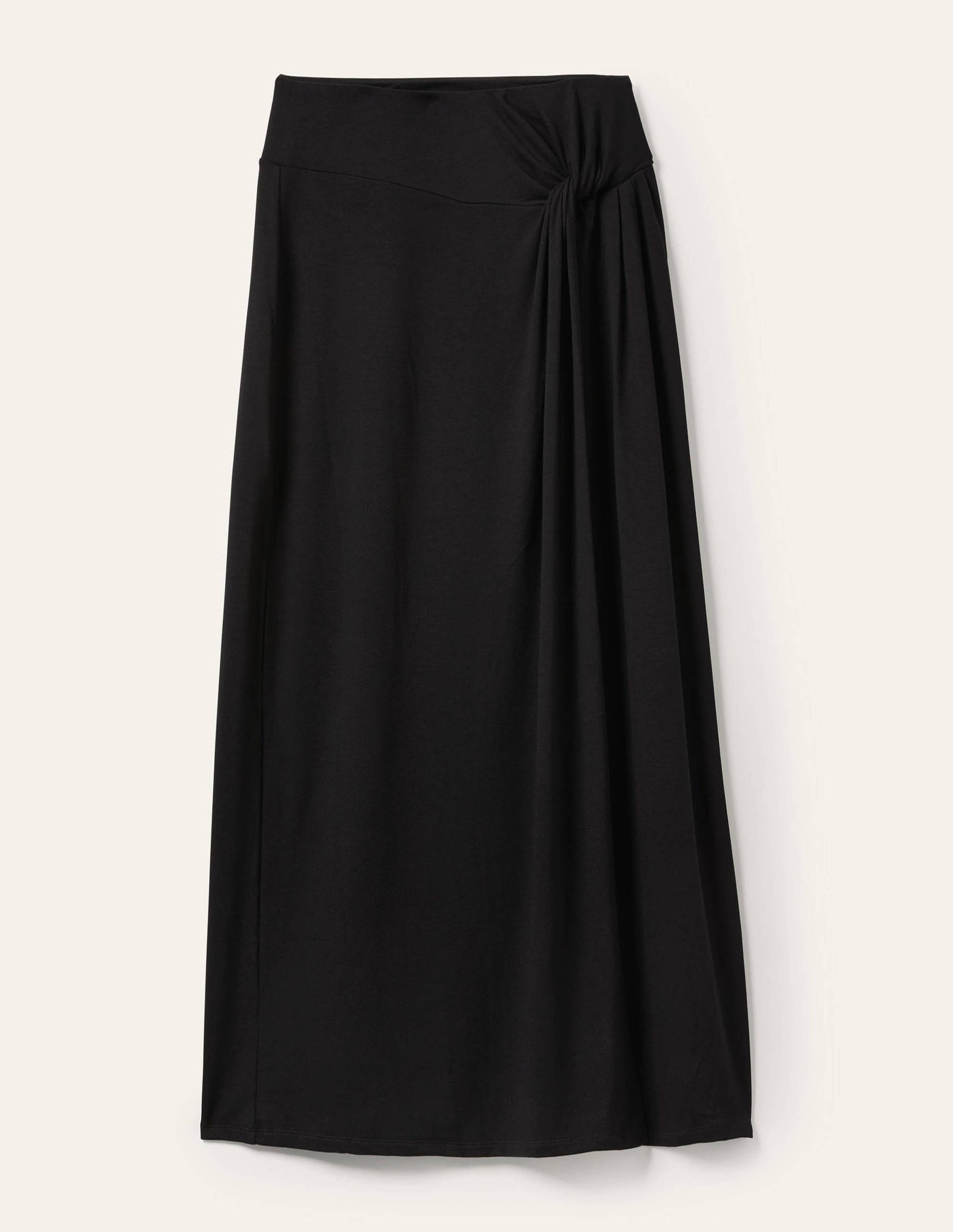 Jupe midi nouée à la taille en jersey-Noir-5