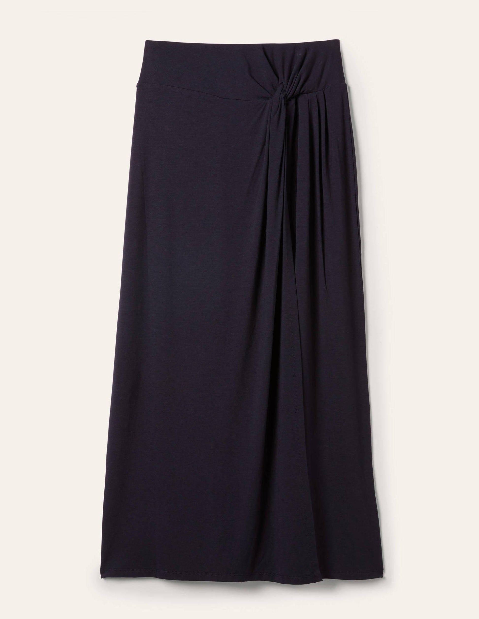 Jupe midi nouée à la taille en jersey-Bleu marine-5