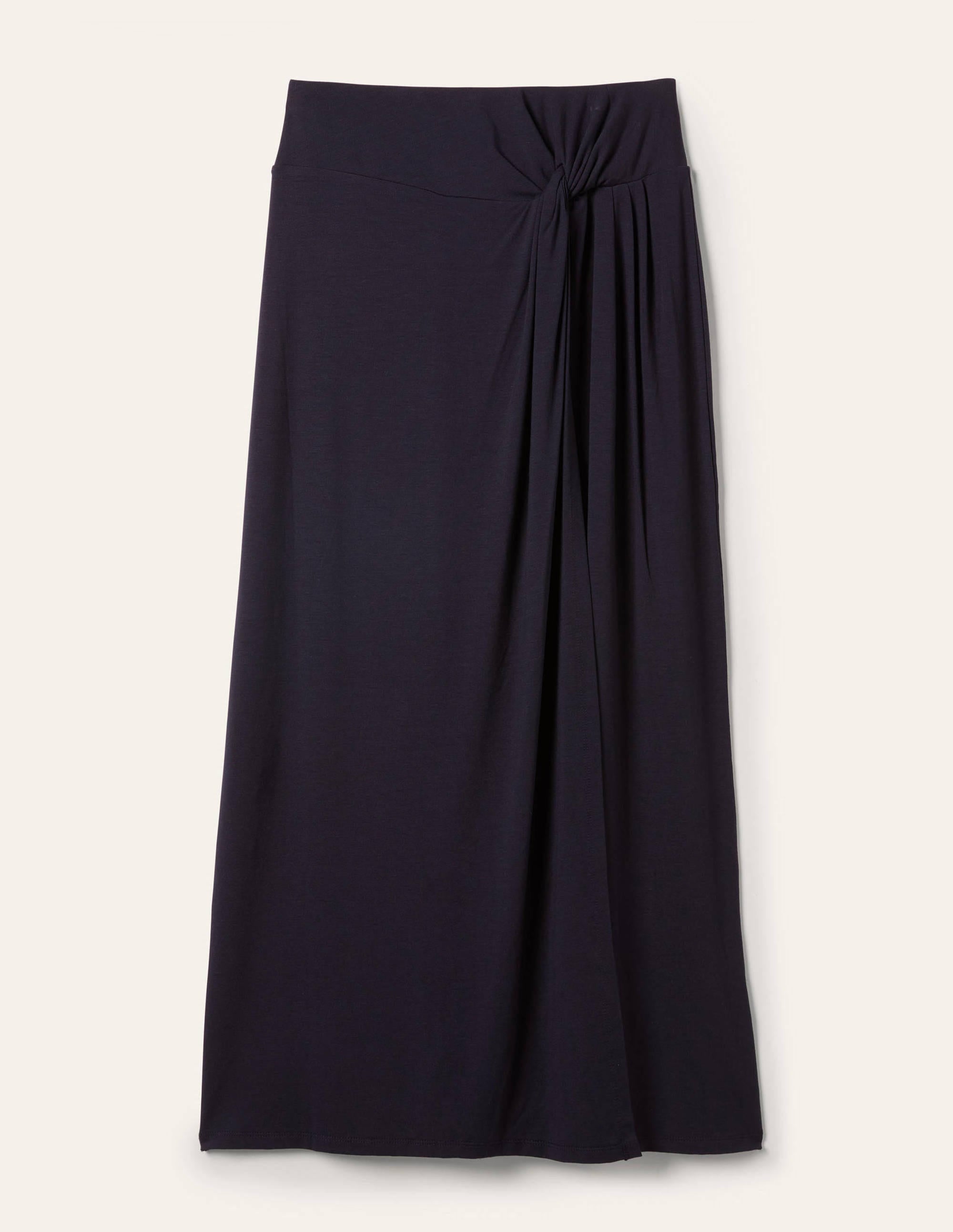 Jupe midi nouée à la taille en jersey-Bleu marine - Image 5