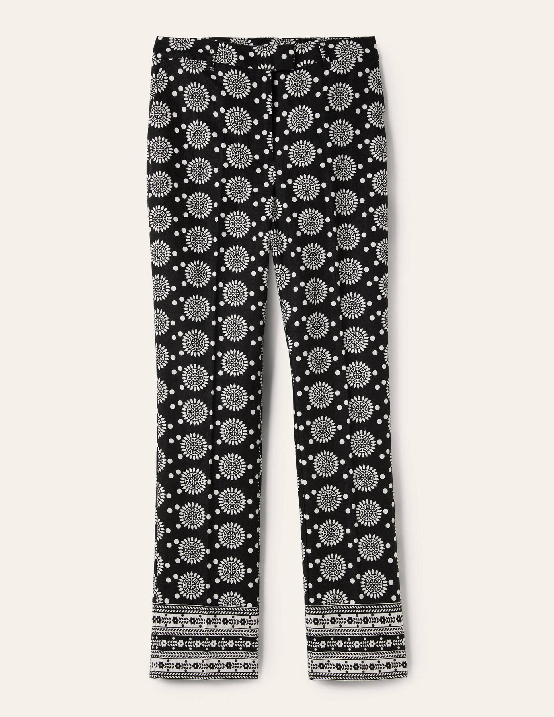 Thea Taillierte Leinenhose-Schwarz, Geometrisches Sonnenmuster-6