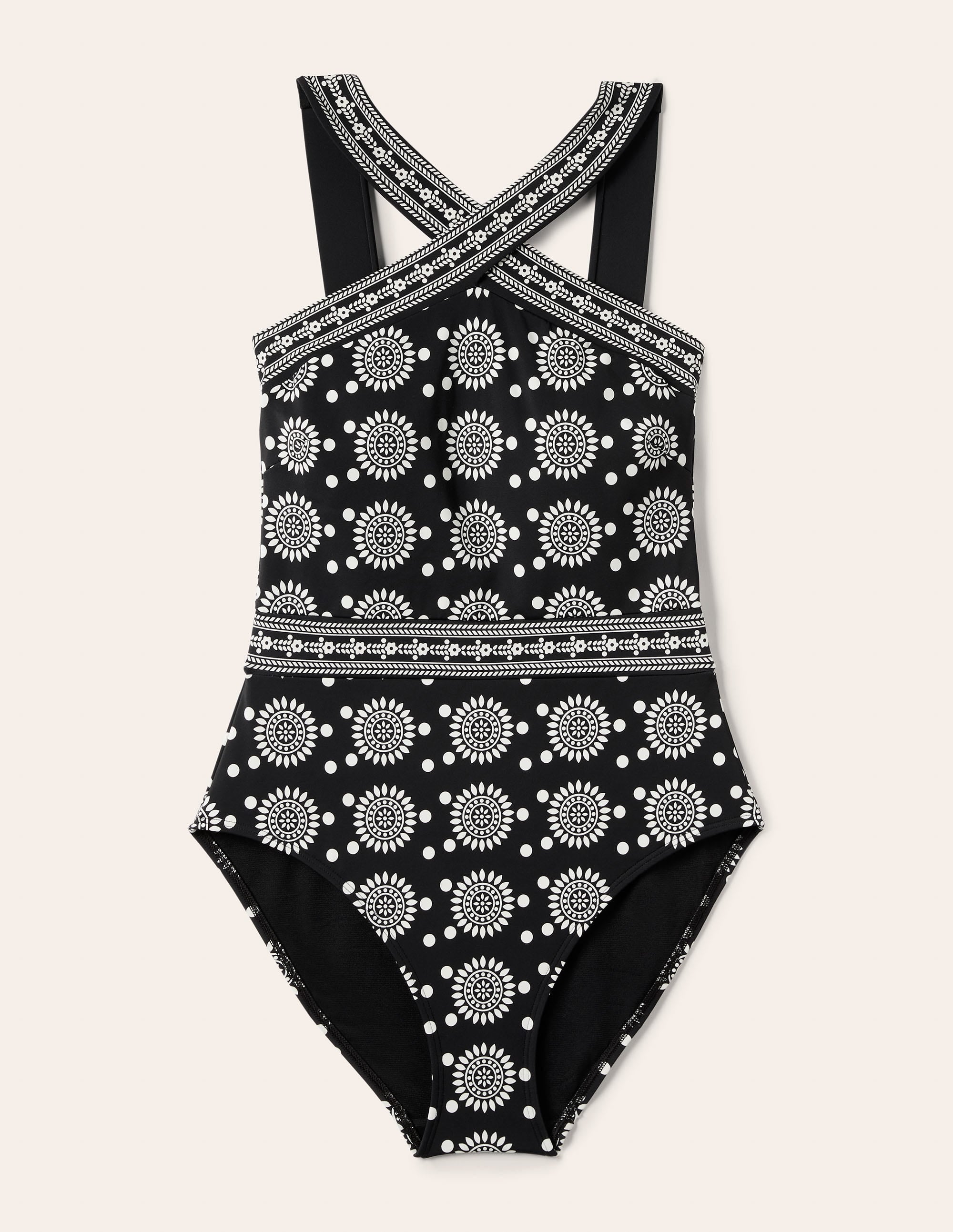 Positano Badeanzug im Mustermix-Schwarz, Geometrisches Sonnenmuster - Image 8