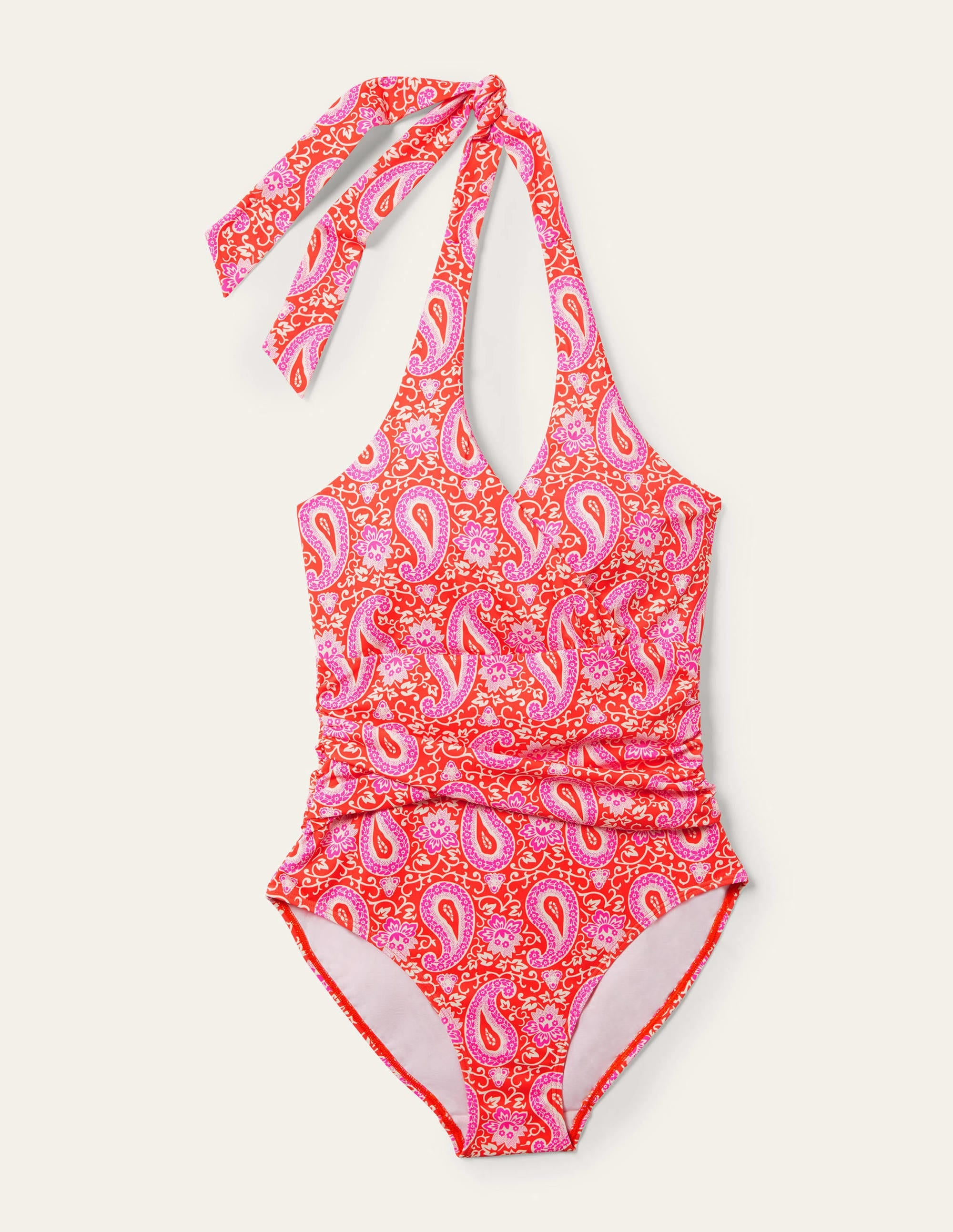 Levanzo Neckholder-Badeanzug-Knalliges Papayaorange, Paisleymuster - Image 7