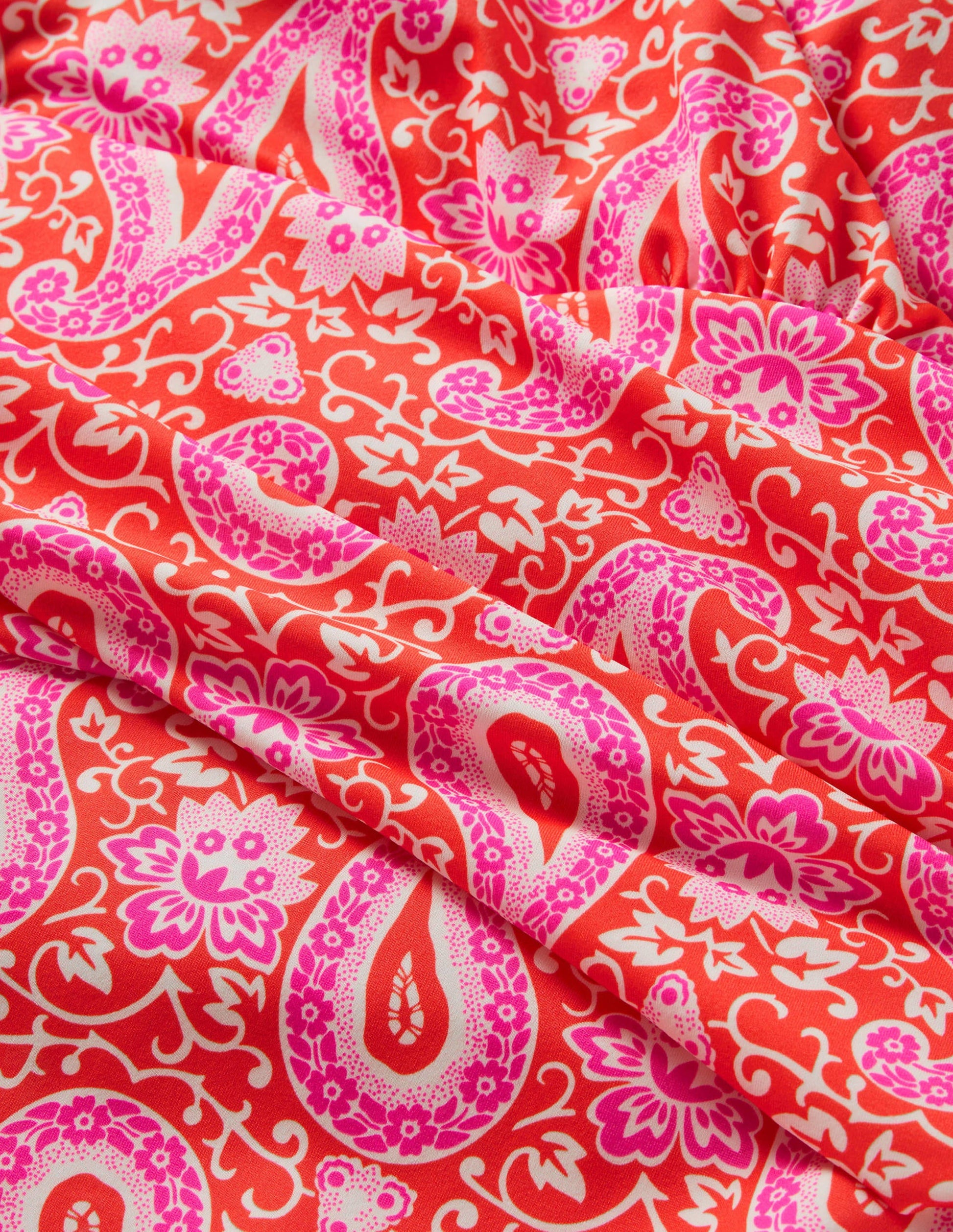 Levanzo Neckholder-Badeanzug-Knalliges Papayaorange, Paisleymuster-8