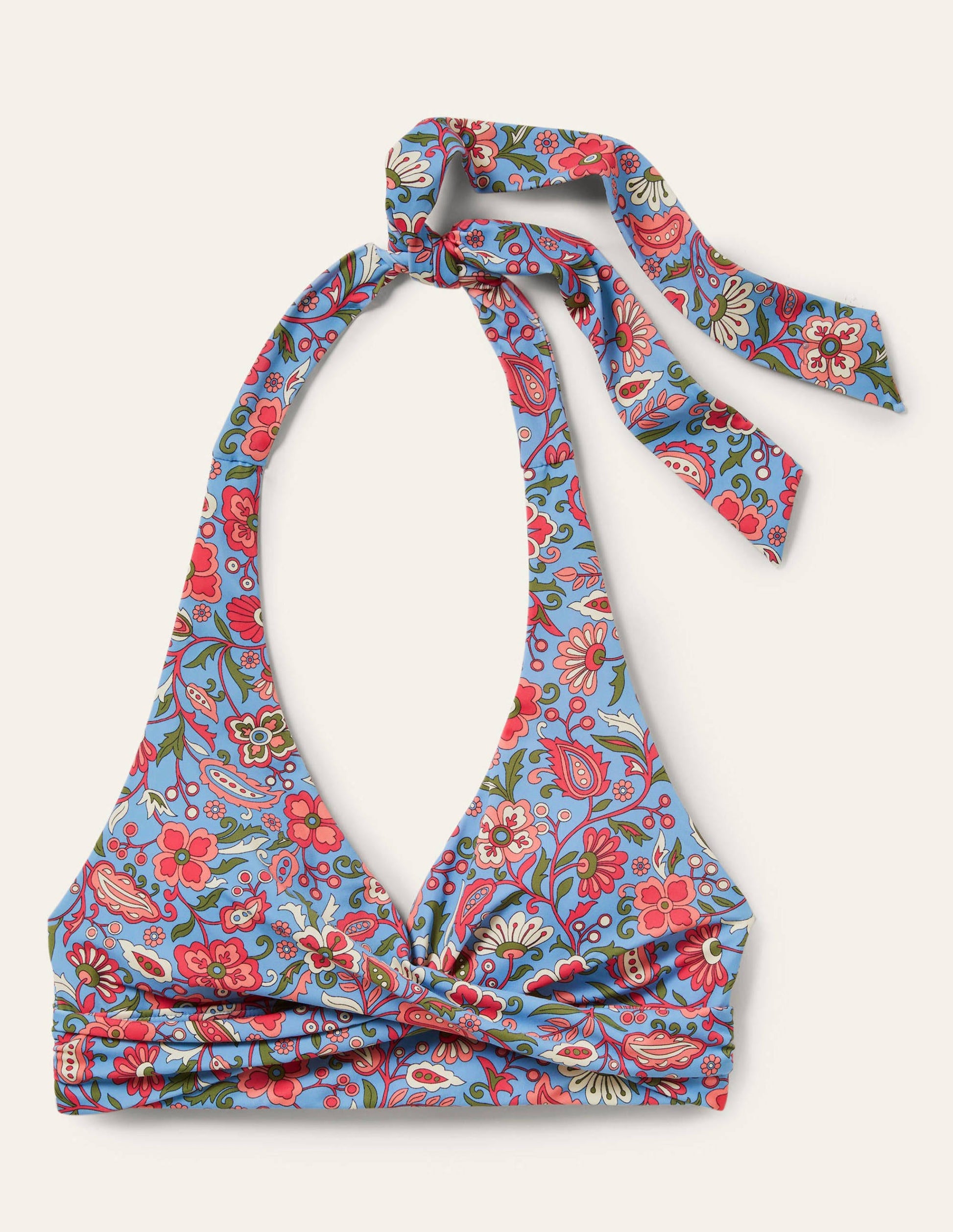 Haut de bikini dos-nu Levanzo-Bleu ancien, motif Oriental Paradise-6