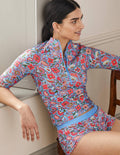 Badeshirt mit 3/4-Ärmeln-Graublau, Orientalisches Paradies