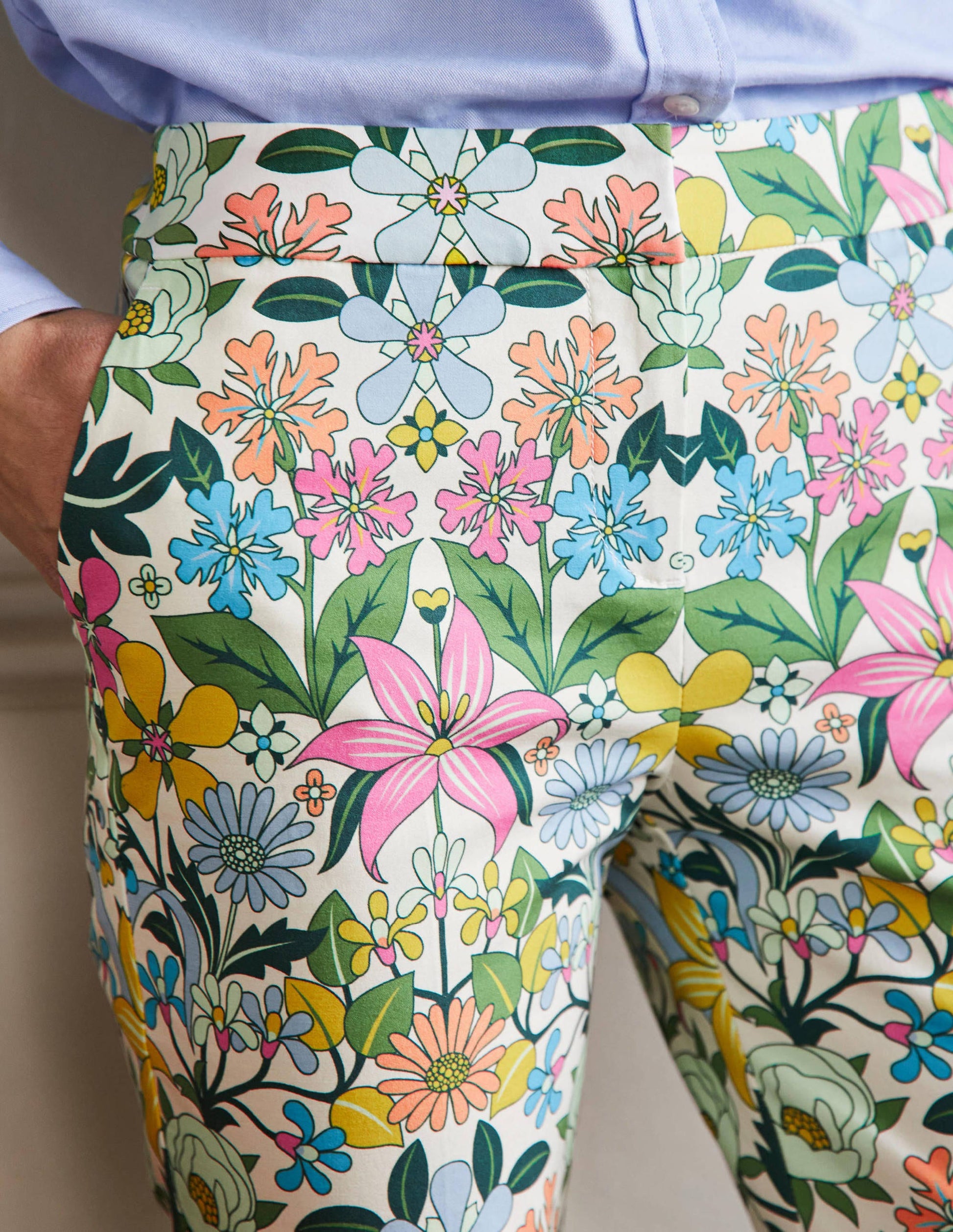 Richmond 7/8 Trouser-Ivory, Botanical Terrace-2