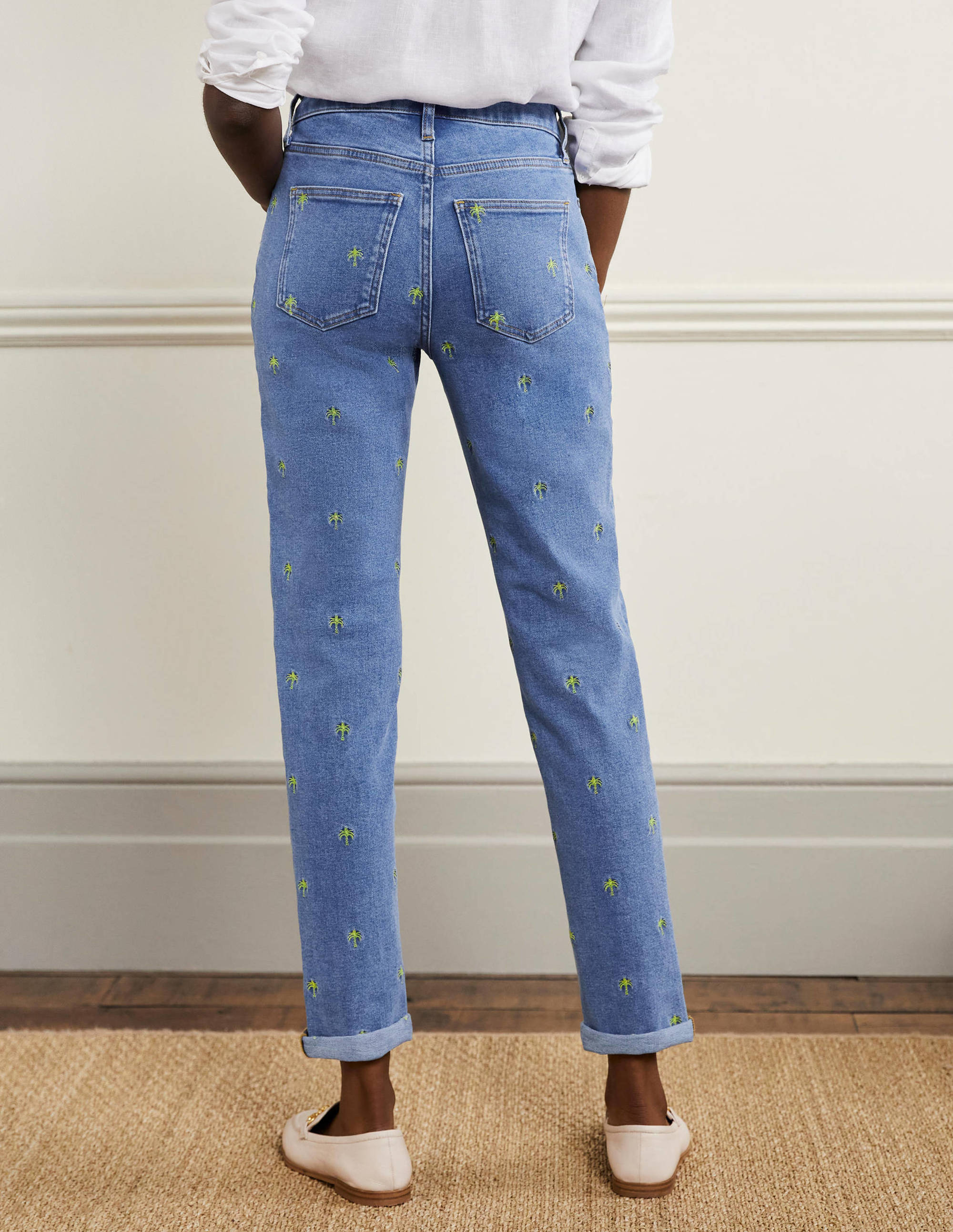 Jean girlfriend-Vintage clair, brodé - Image 3