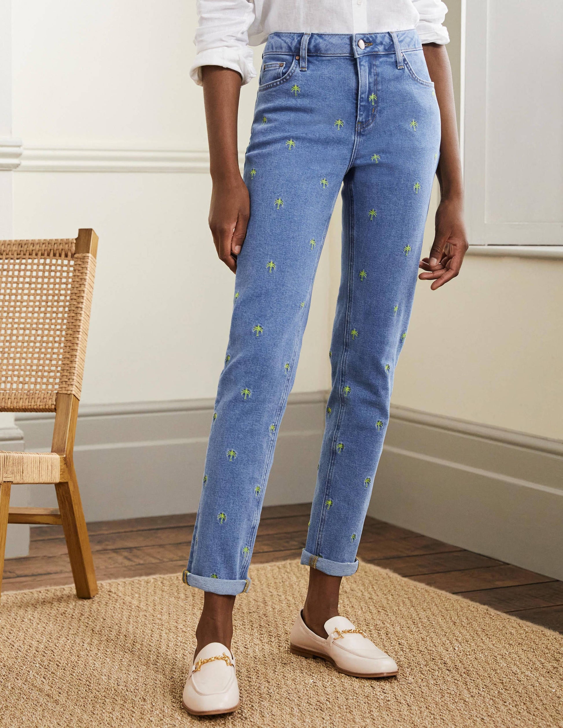 Jean girlfriend-Vintage clair, brodé-4