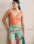 Short Danby à enfiler-Ivoire, motif Pineapple Bloom
