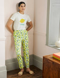 Pull On Trousers-Ivory, Lemon Vine