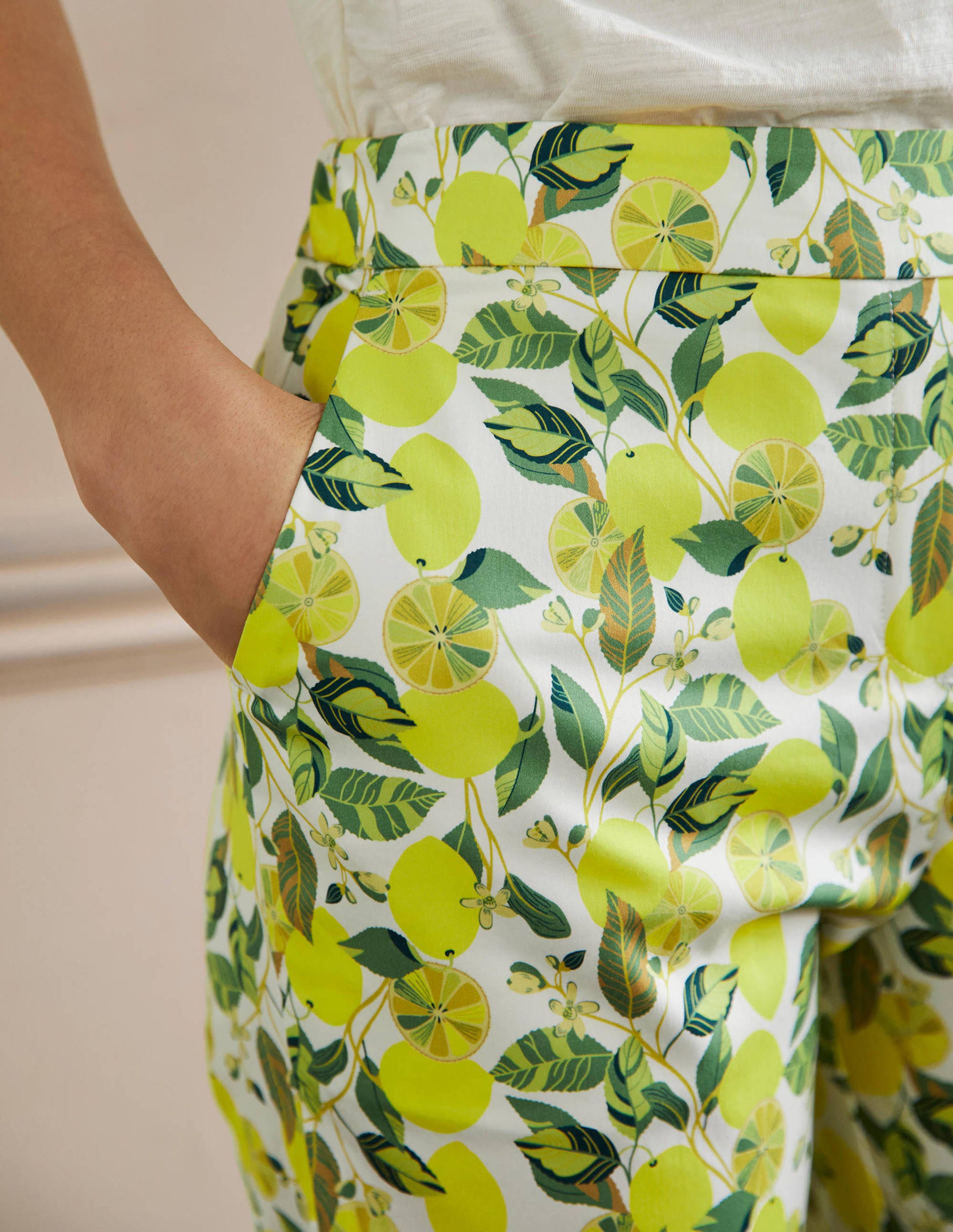 Pull On Trousers-Ivory, Lemon Vine - Image 2