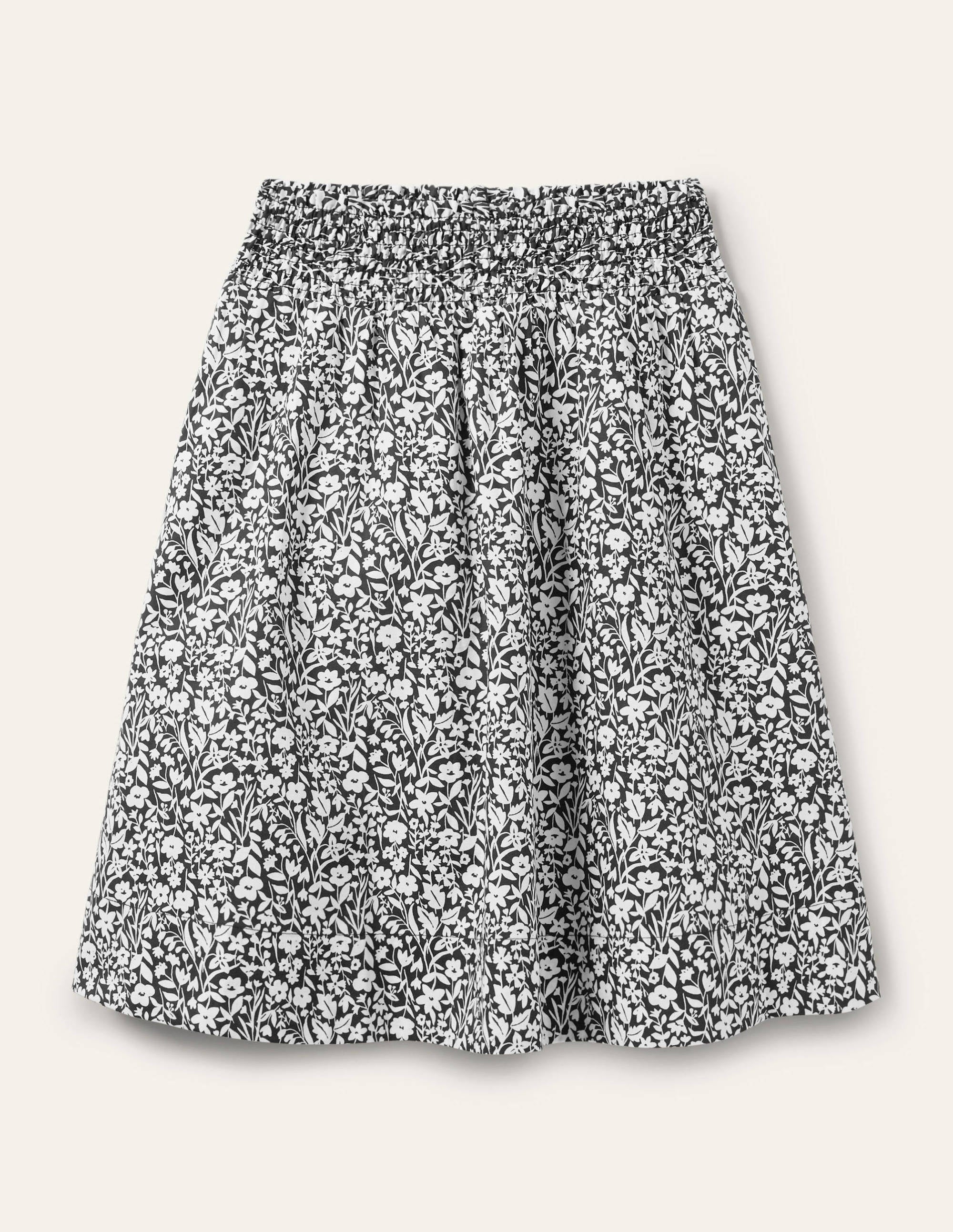 Jupe en coton à taille froncée-Noir, motif Wildflower Sprig - Image 5