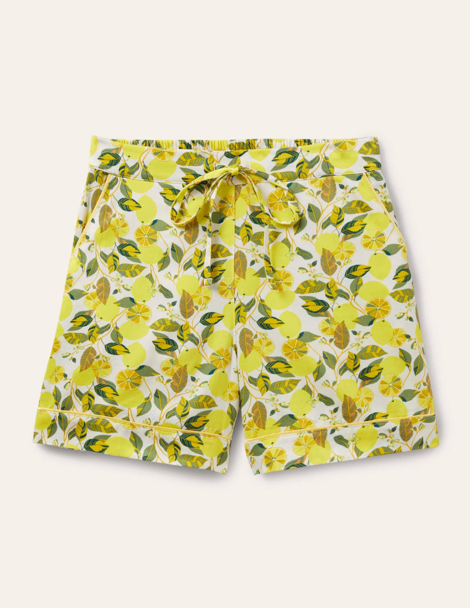 Easy Cotton Sleep Short-Ivory, Lemon Vine-5