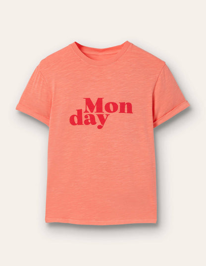 Turn Up Cuff Cotton T-shirt-Burnt Coral, Monday-5