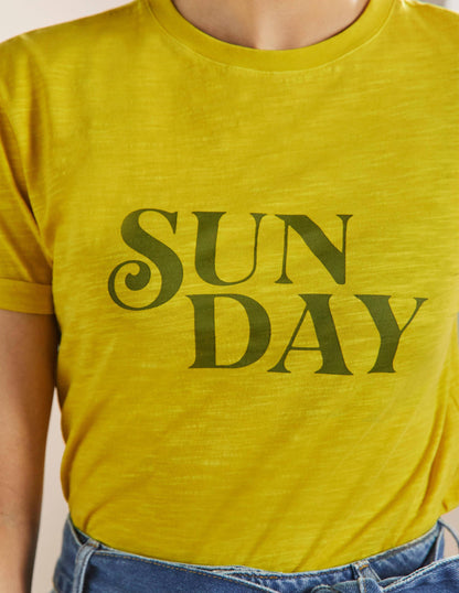 Baumwolloberteil mit umgeschlagenen Bündchen-Rauchgelb, Sunday