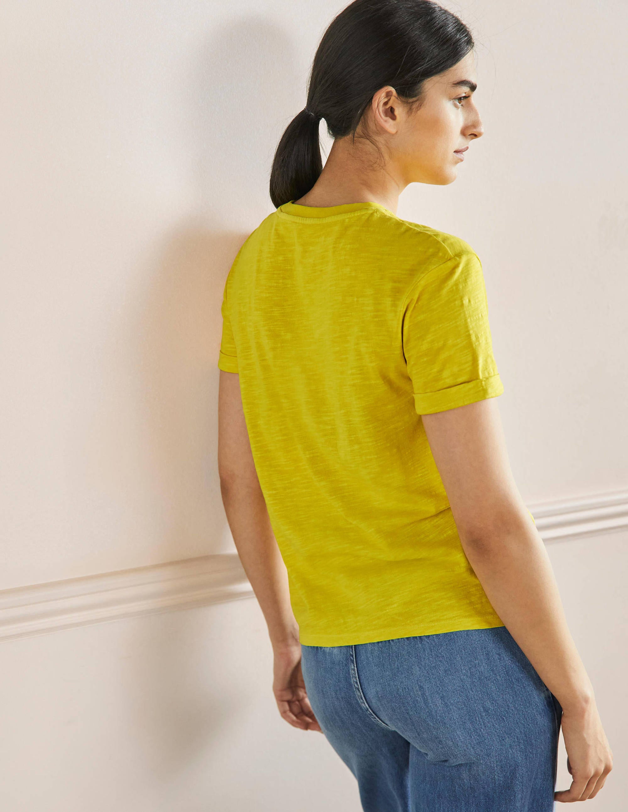 T-shirt avec revers aux manches-Citron pétillant, dimanche - Image 3