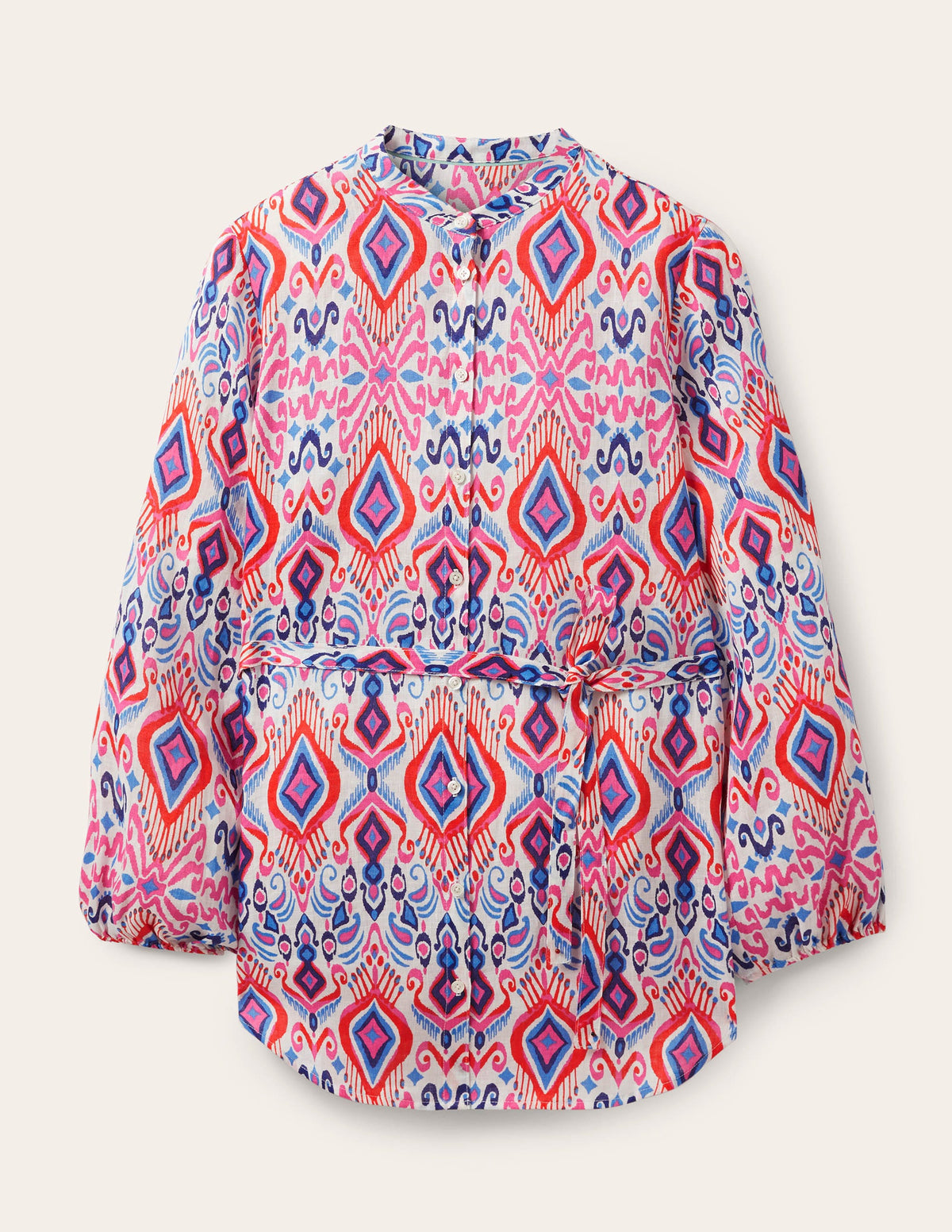 Rosie Strandhemd aus Leinen-Bunt, Ikat-Muster - Image 6