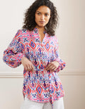 Rosie Strandhemd aus Leinen-Bunt, Ikat-Muster