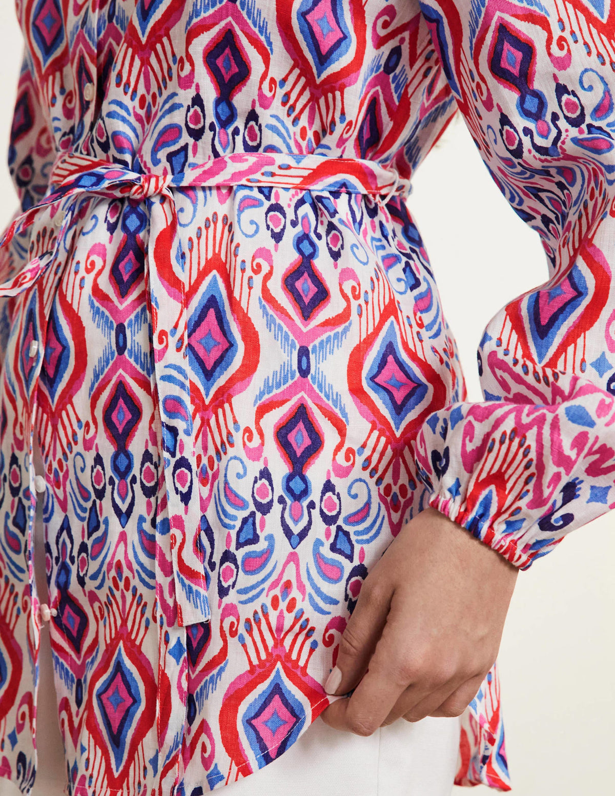 Rosie Strandhemd aus Leinen-Bunt, Ikat-Muster - Image 2