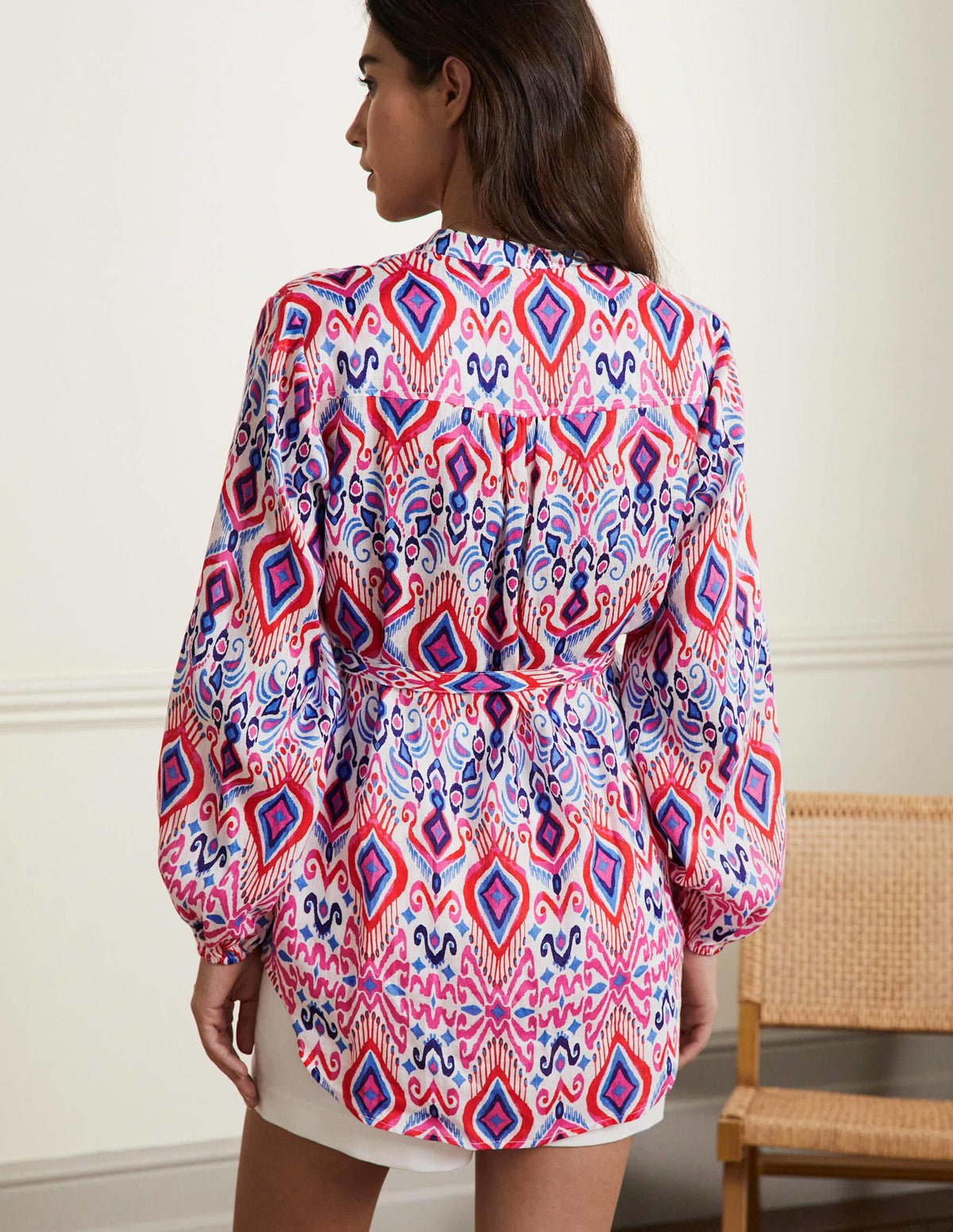 Rosie Strandhemd aus Leinen-Bunt, Ikat-Muster - Image 3