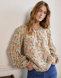 Blouse volantée à manches raglan-Milkshake, motif Wildflower Bloom