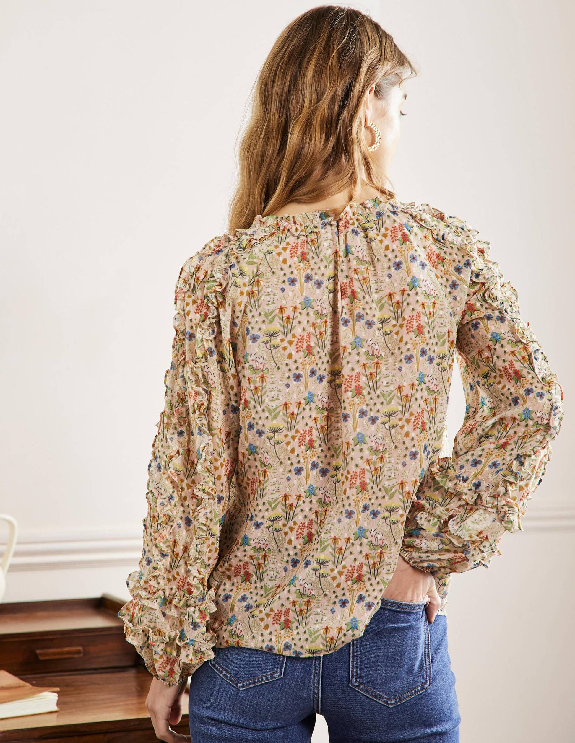 Blouse volantée à manches raglan-Milkshake, motif Wildflower Bloom-3