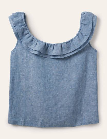 Ärmelloses Leinenoberteil mit Rüschen-Faux-Uni-5