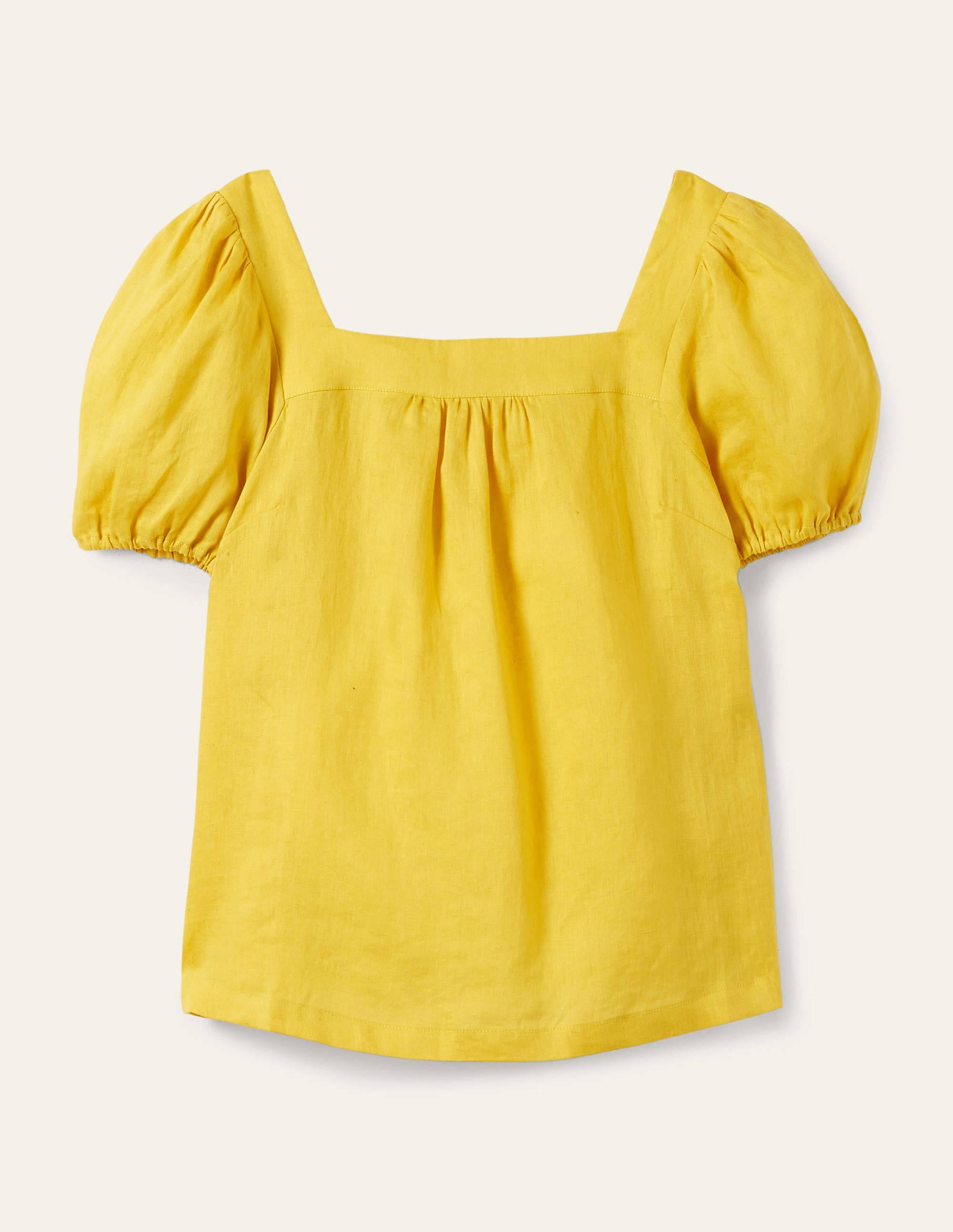Square Neck Linen Top-Lemon Fizz - Image 5