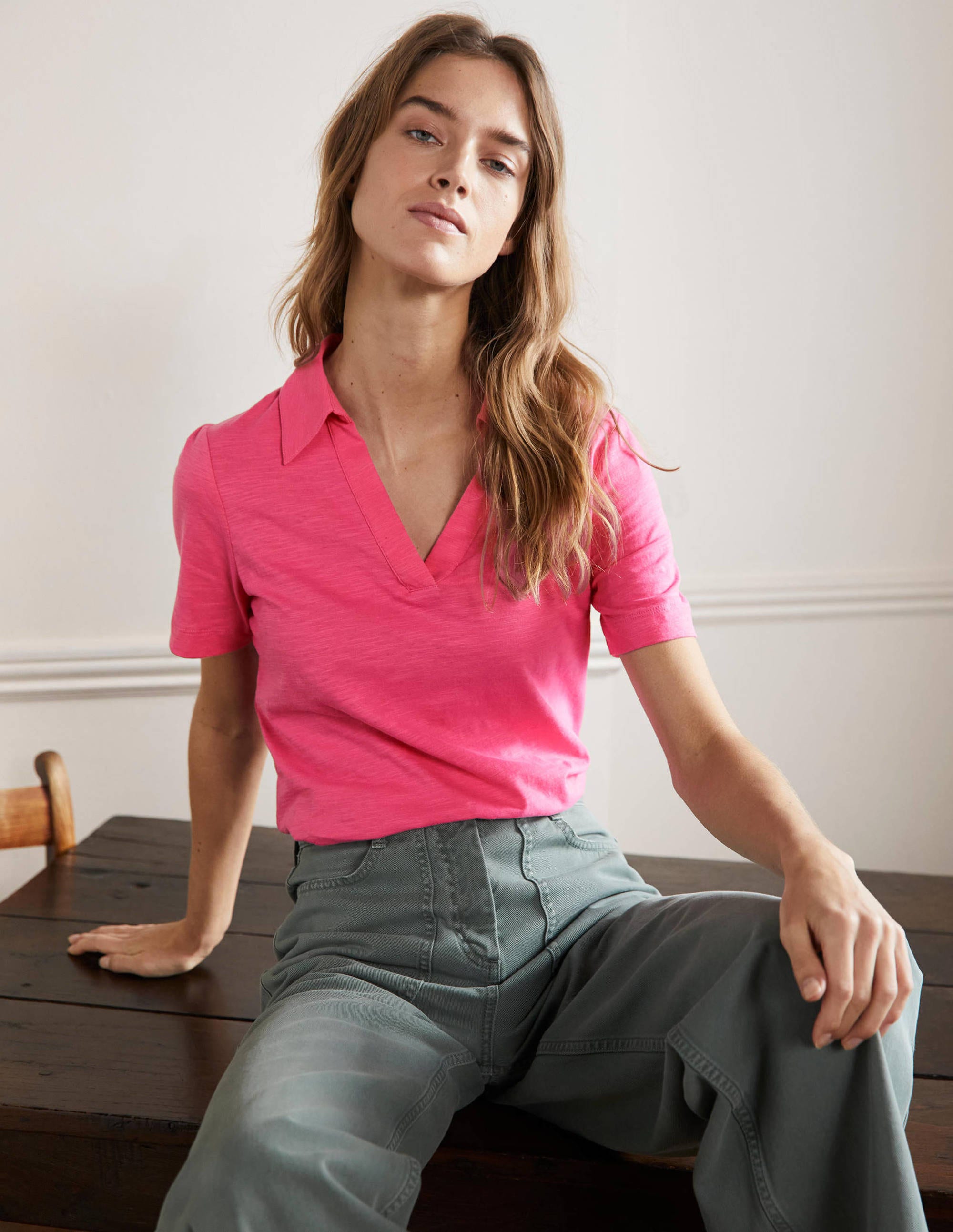 Poloshirt aus Baumwolle-Festivalrosa - Image 1