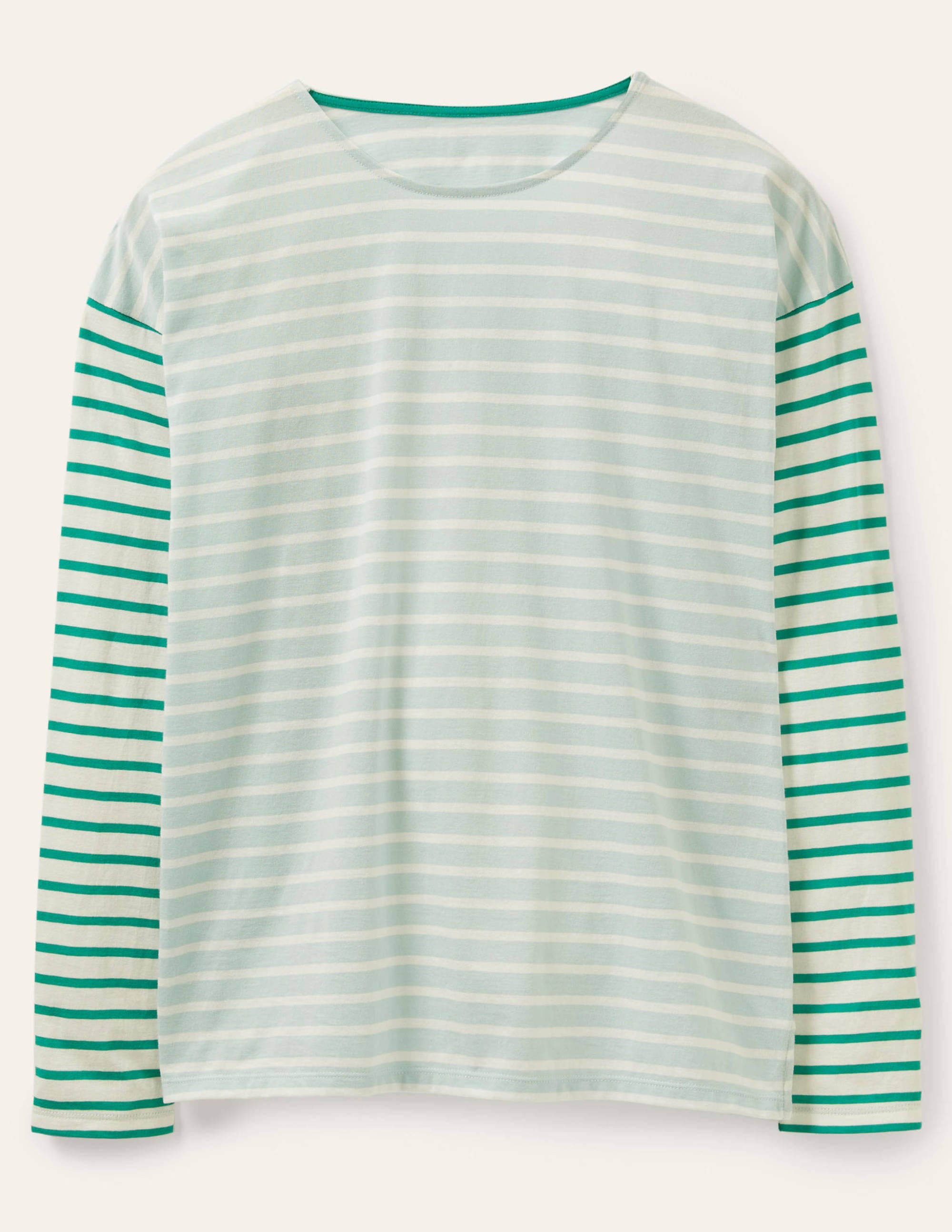 Bretonshirt mit überschnittenen Schultern-Morgendämmerungsblau/Naturweiß, Gestreift - Image 5