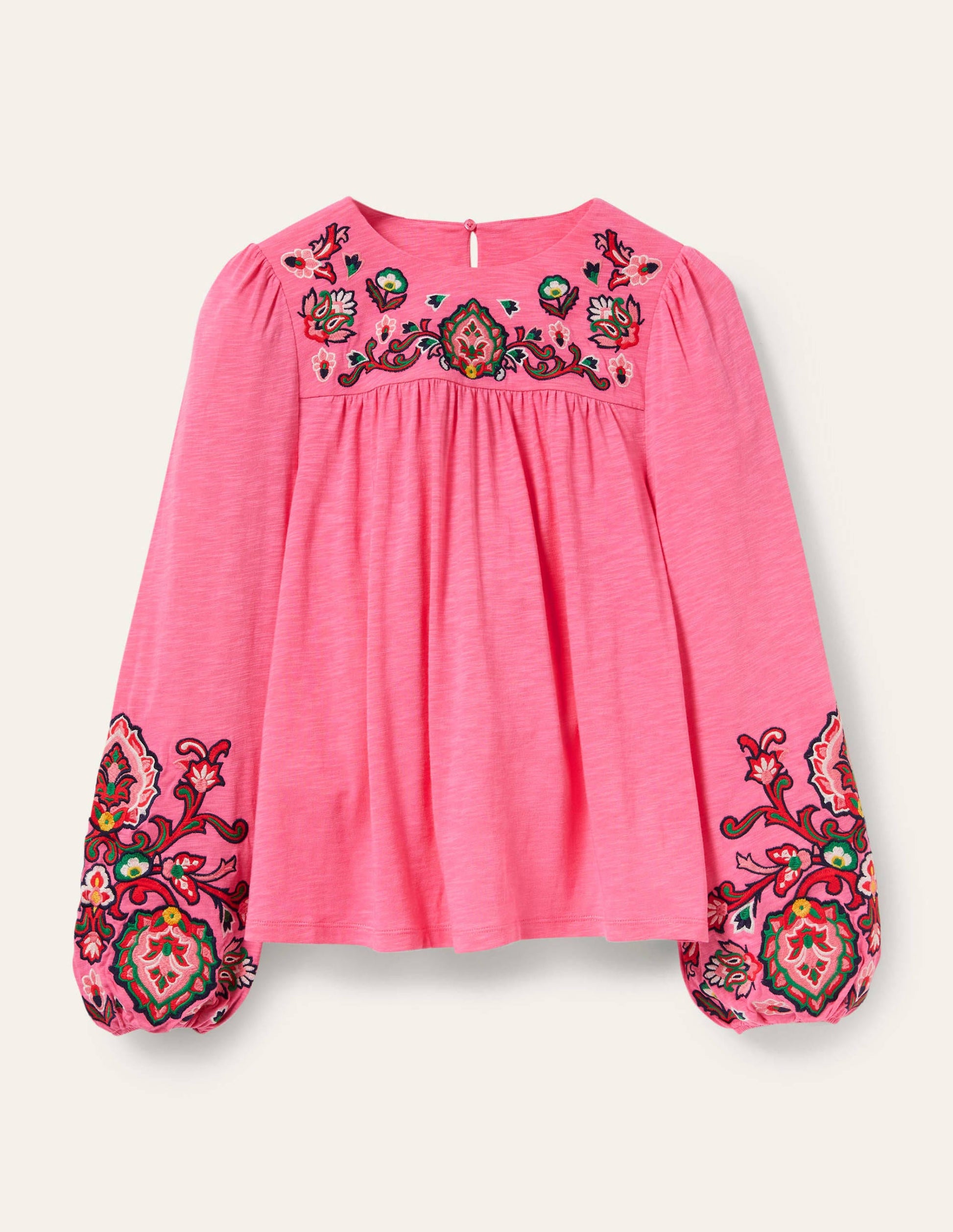 Besticktes Jerseyoberteil mit Blousonärmeln-Azalee-5
