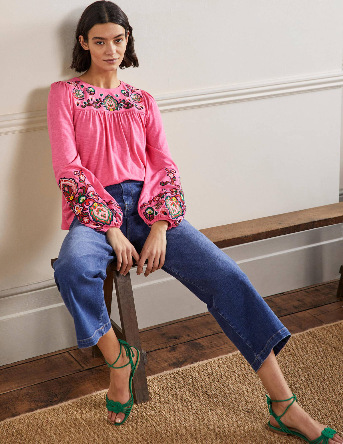 Besticktes Jerseyoberteil mit Blousonärmeln-Azalee - Image 4