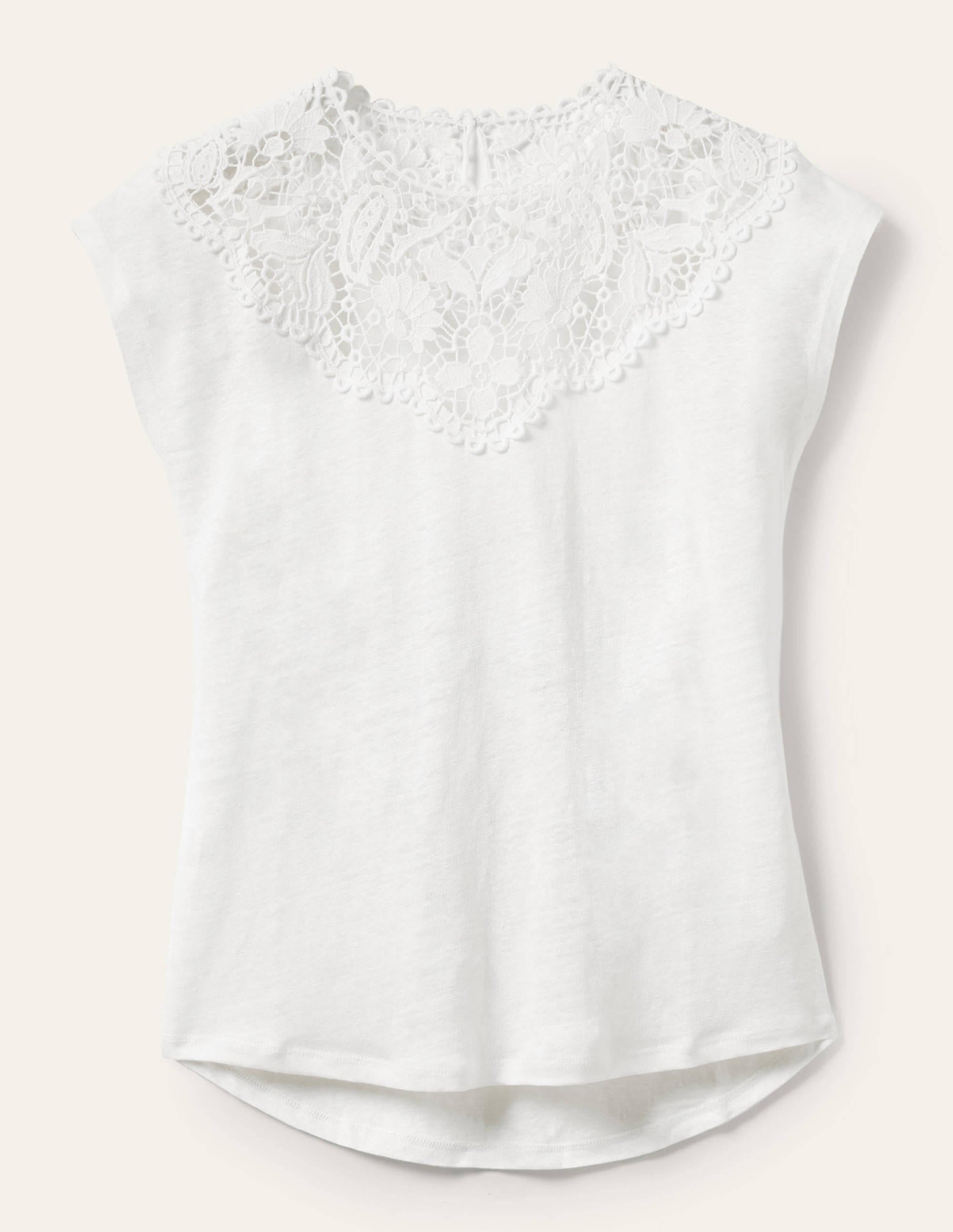 Leinen-T-Shirt mit Lochspitze-Weiß - Image 5