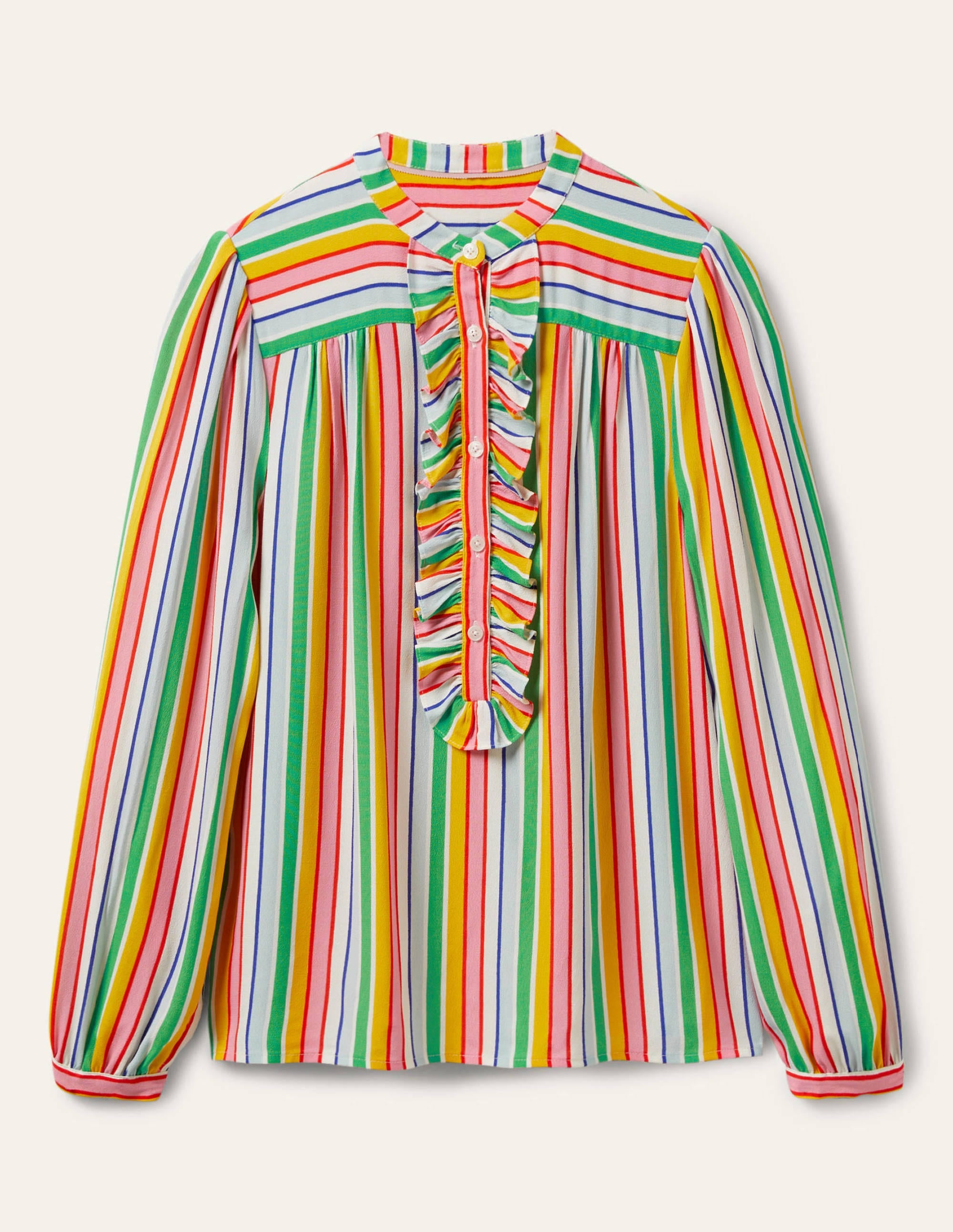 Ruffle Popover Blouse-Rainbow Multistripe - Image 5