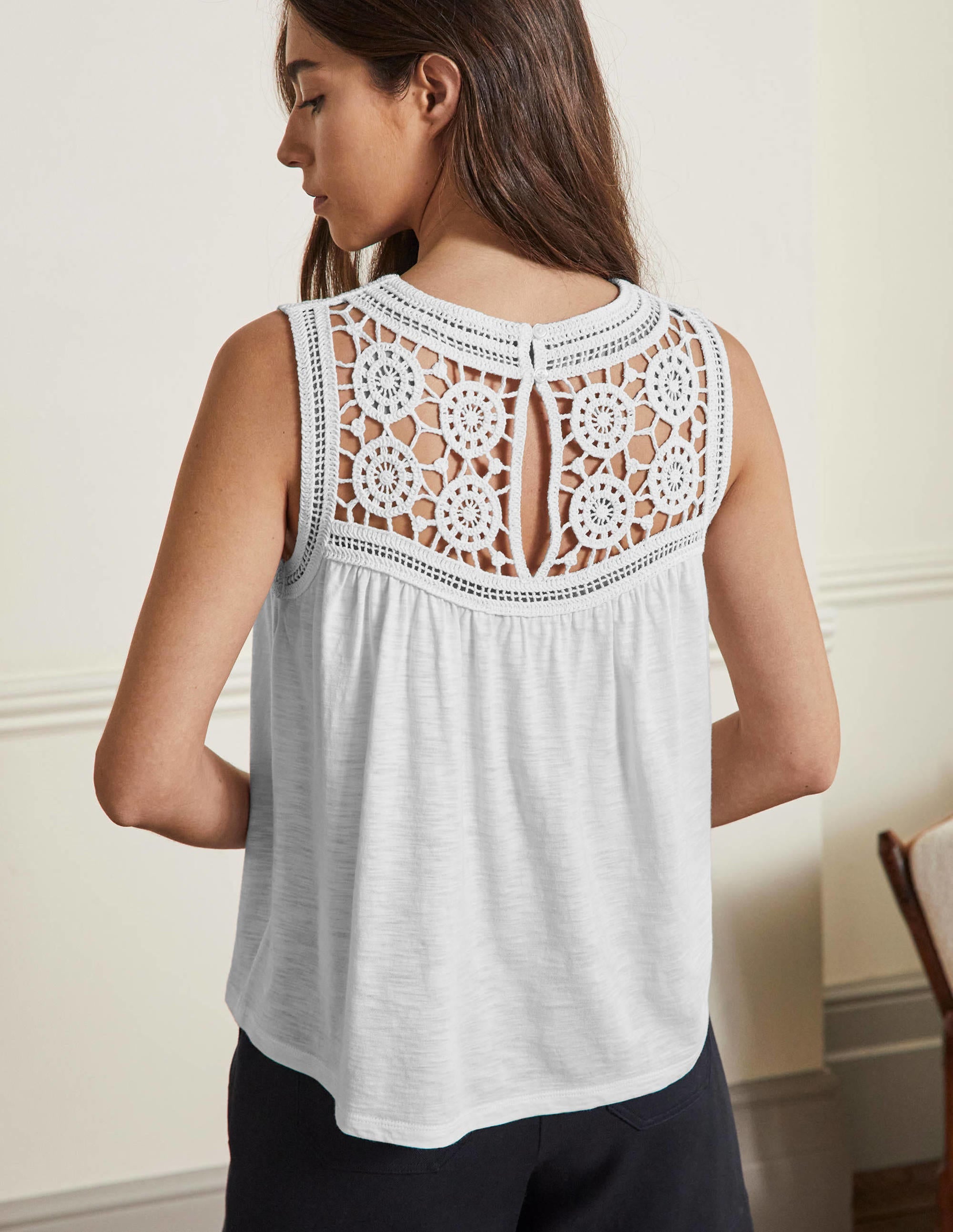 Top Anais en jersey et crochet-Blanc - Image 3