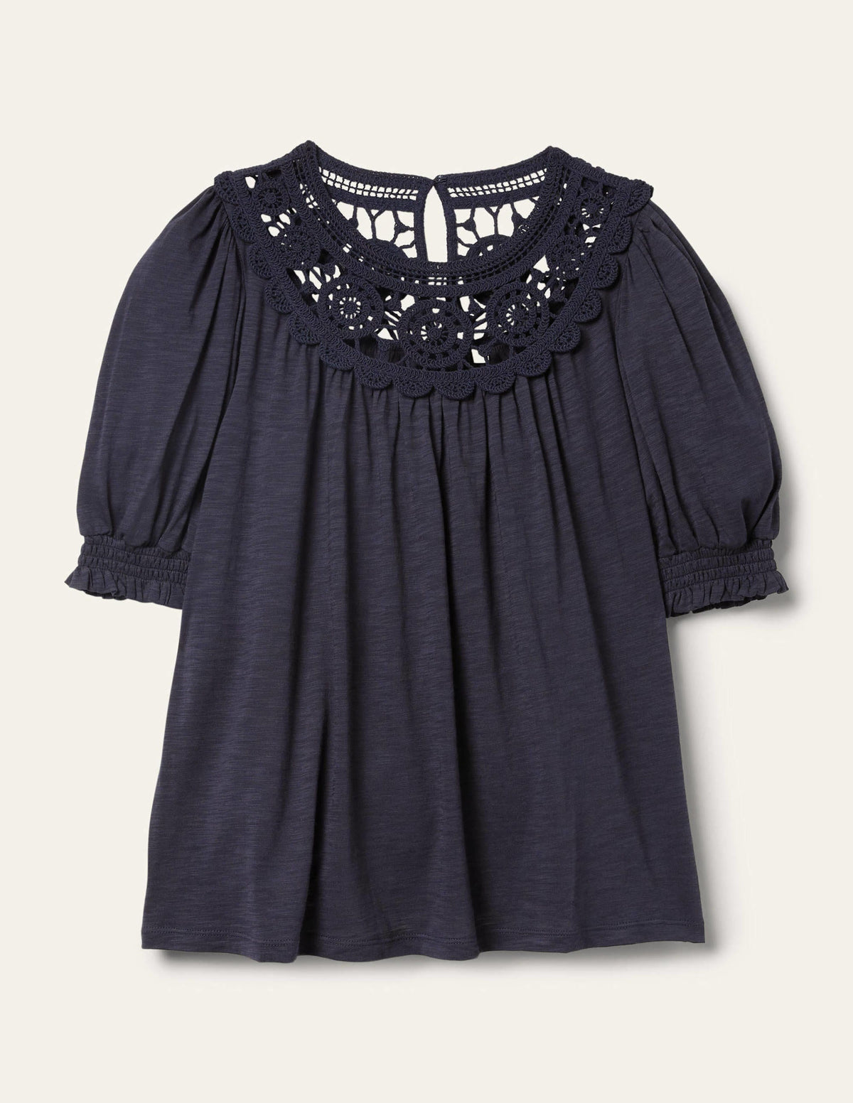 Anais Gehäkeltes Oberteil mit Puffärmeln-Marineblau - Image 6