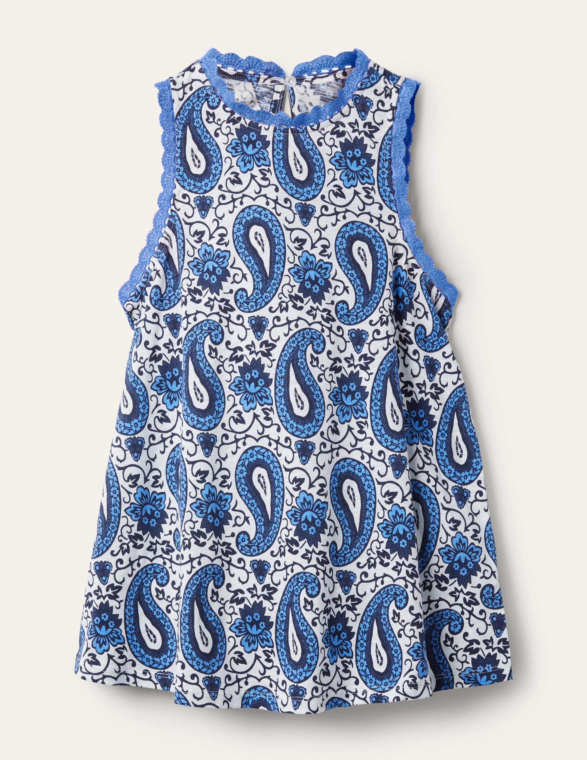 Jerseyoberteil mit Ziernähten-Blau, Bezauberndes Paisleymuster-10
