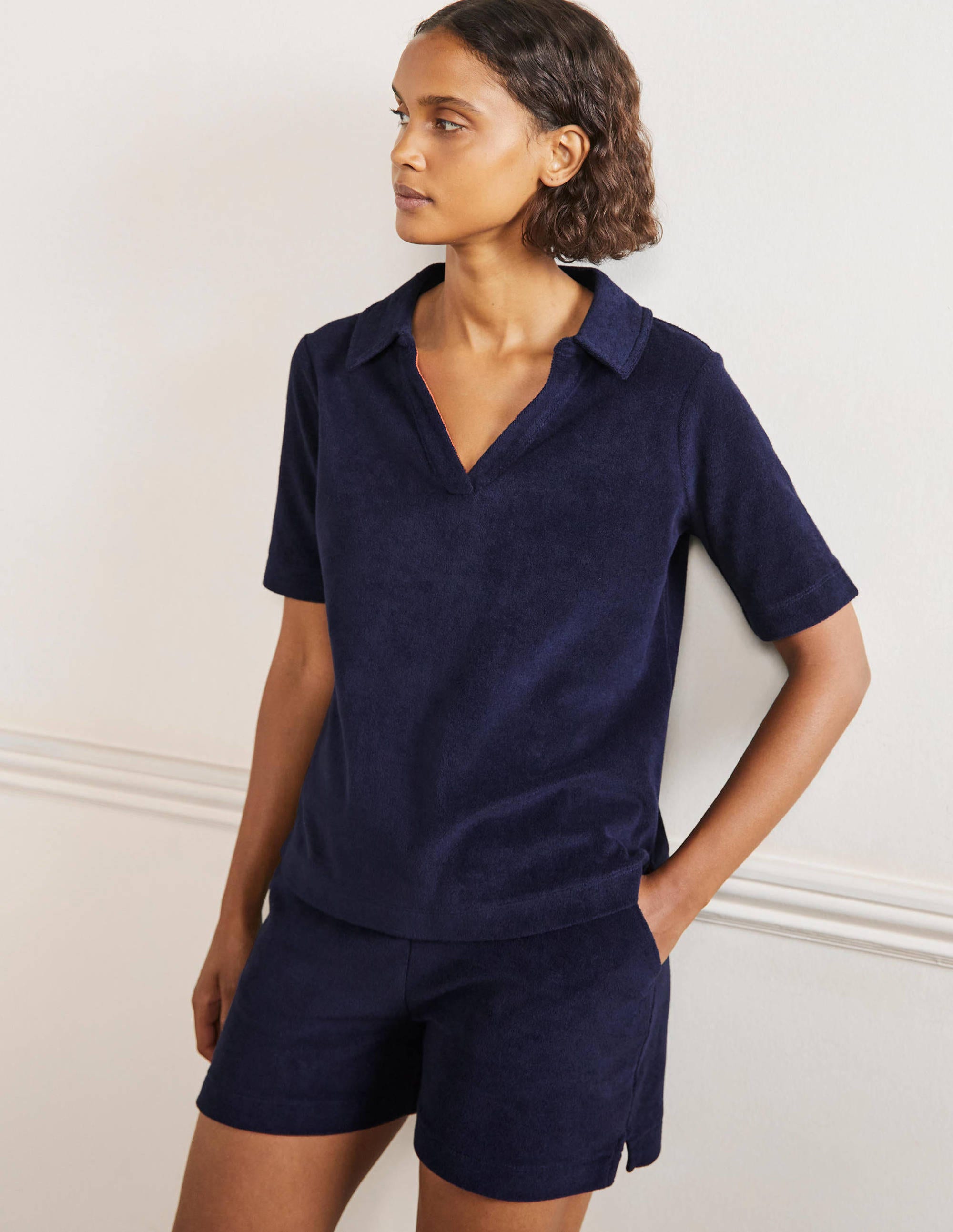 Polo Erica en éponge-Bleu marine - Image 1