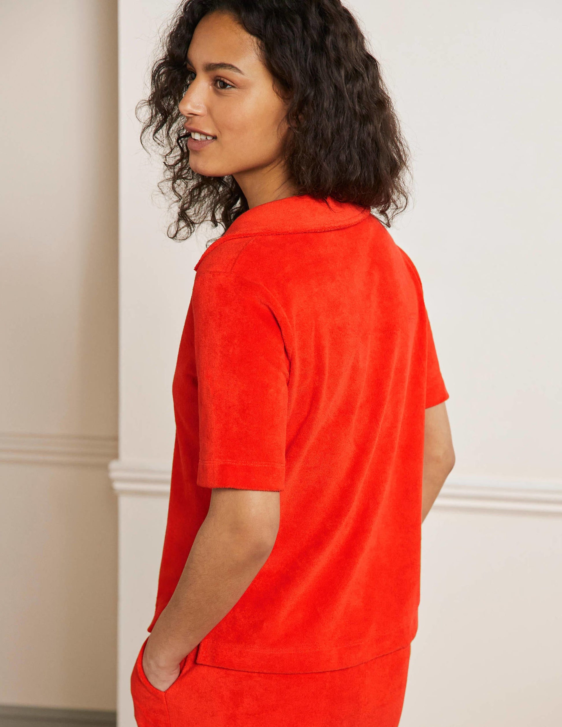Erica Frottee-Poloshirt-Knalliges Papayaorange-3