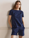 Top col rond Erica en éponge-Bleu marine