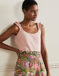 Frill Strap Jersey Top-Milkshake
