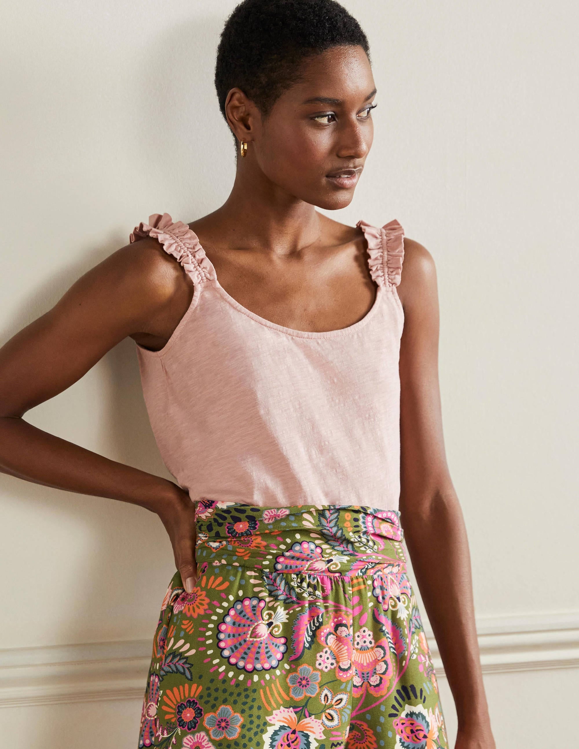 Frill Strap Jersey Top-Milkshake - Image 1
