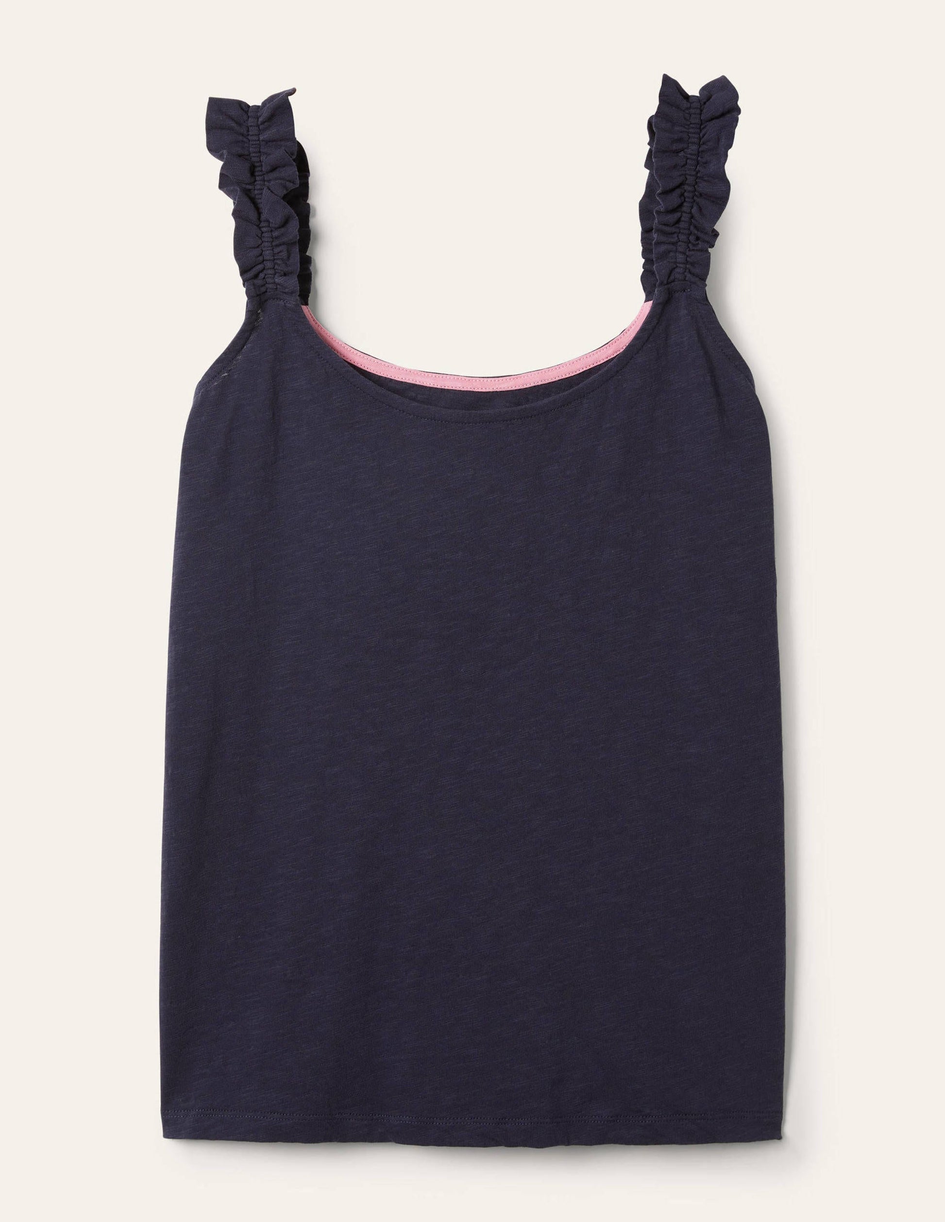 Jerseyoberteil mit Rüschenträgern-Marineblau-5
