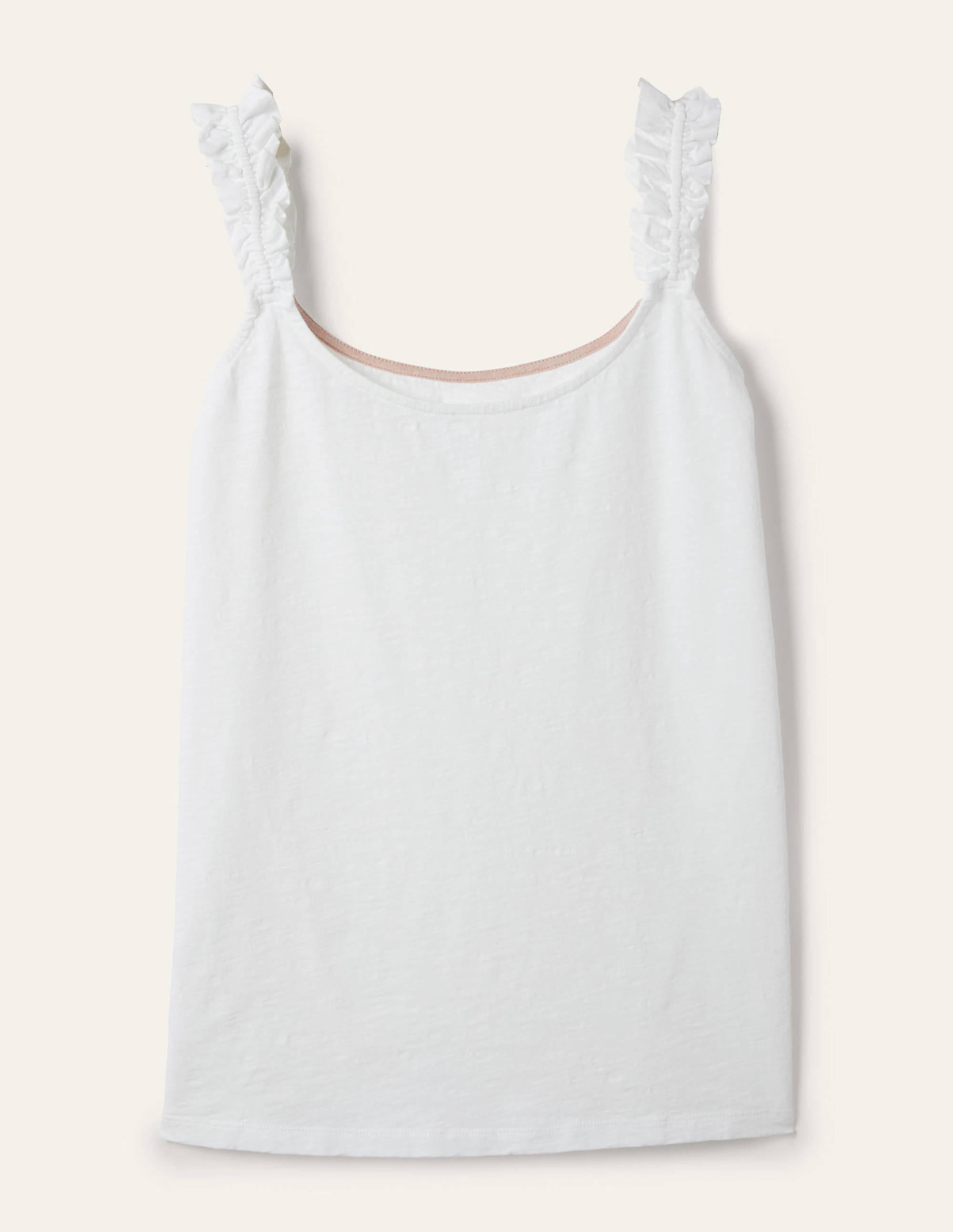Frill Strap Jersey Top-White - Image 5