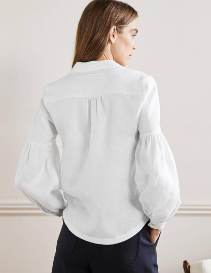 Anna Leinenhemd mit Blousonärmeln-Weiß-3