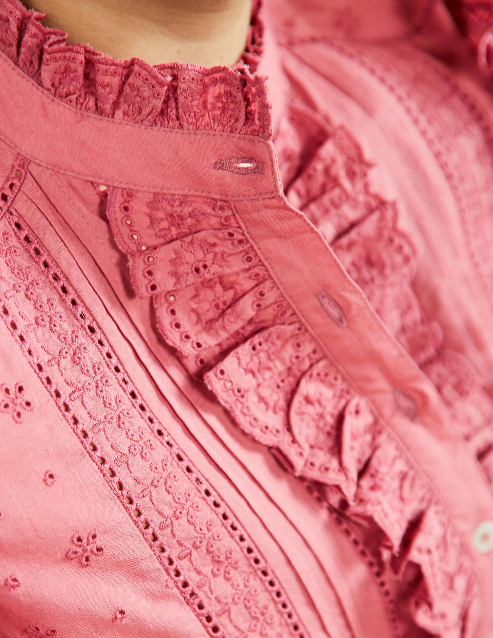Chemise Iris avec broderie anglaise-Rouge ancien - Image 2