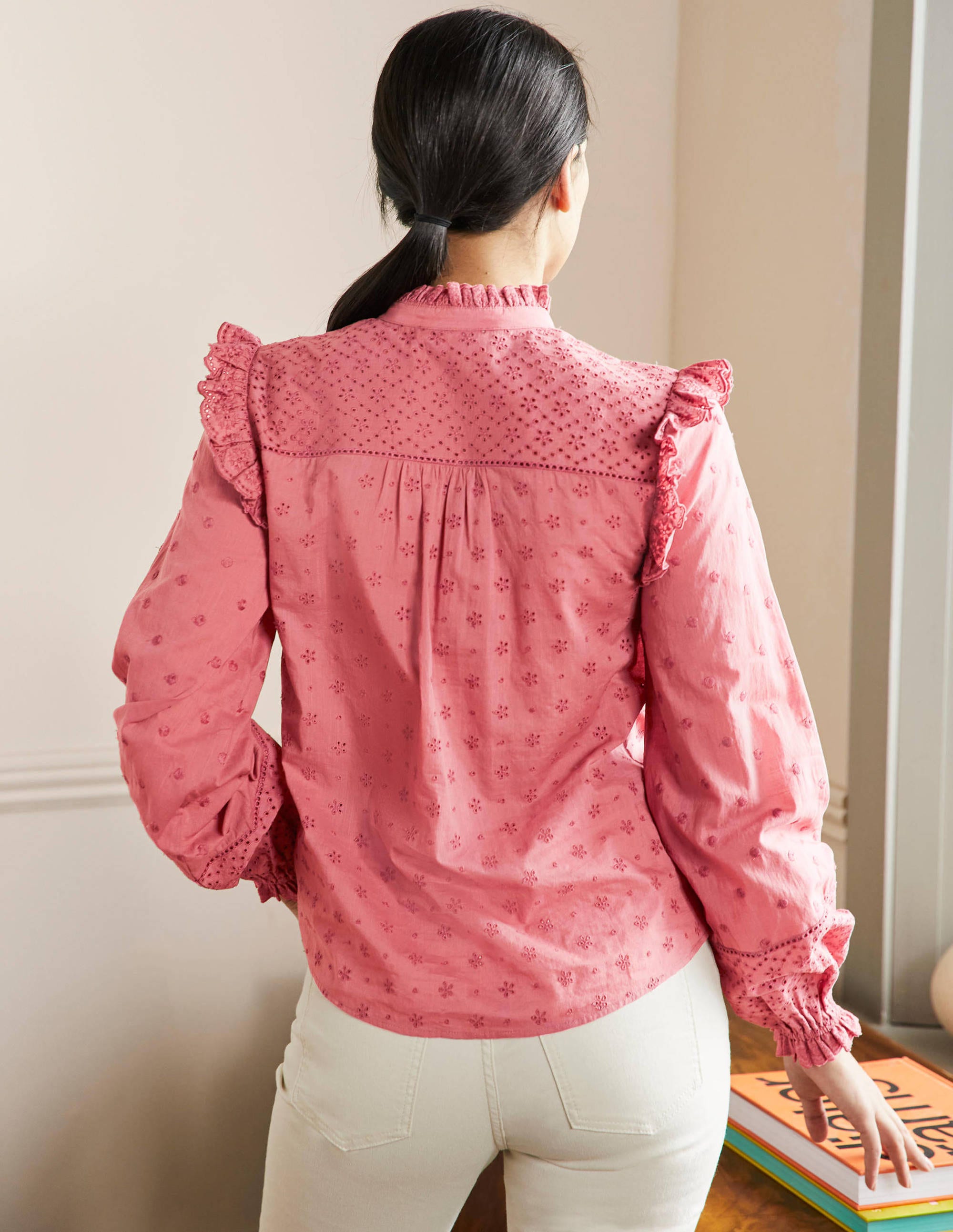 Chemise Iris avec broderie anglaise-Rouge ancien - Image 3