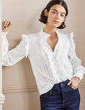 Iris Bluse mit Lochstickerei-Weiß