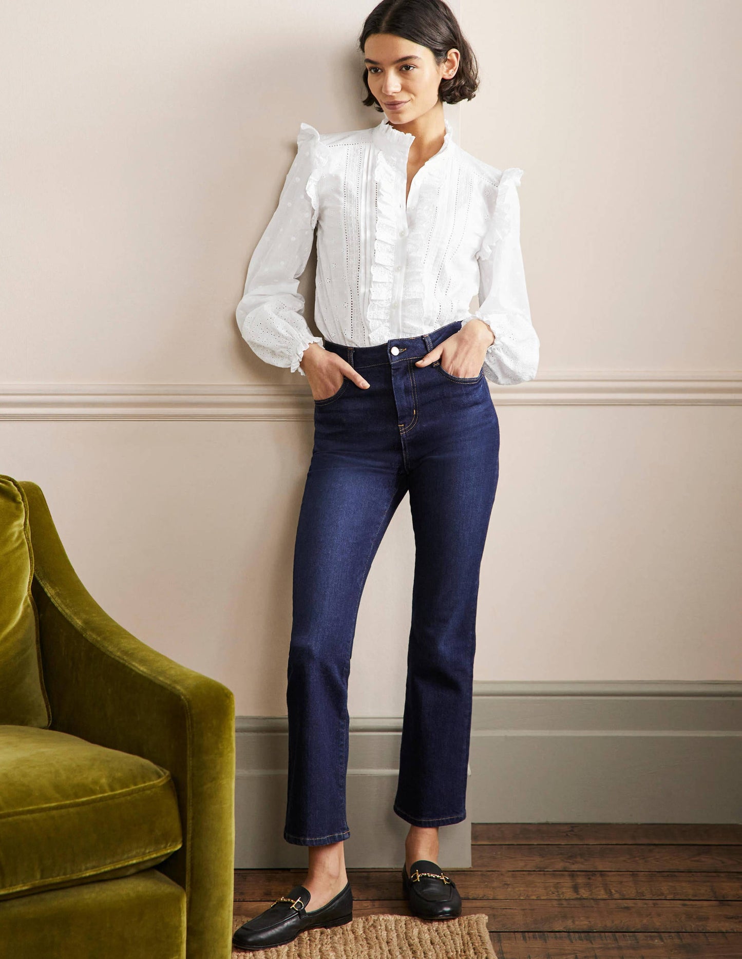 Iris Bluse mit Lochstickerei-Weiß