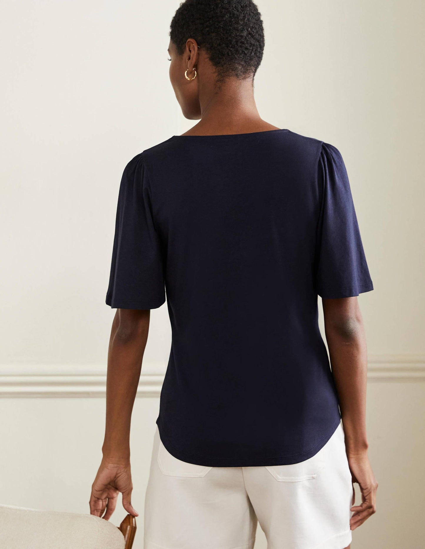 Supersoft Flutter Sleeve Top-Navy